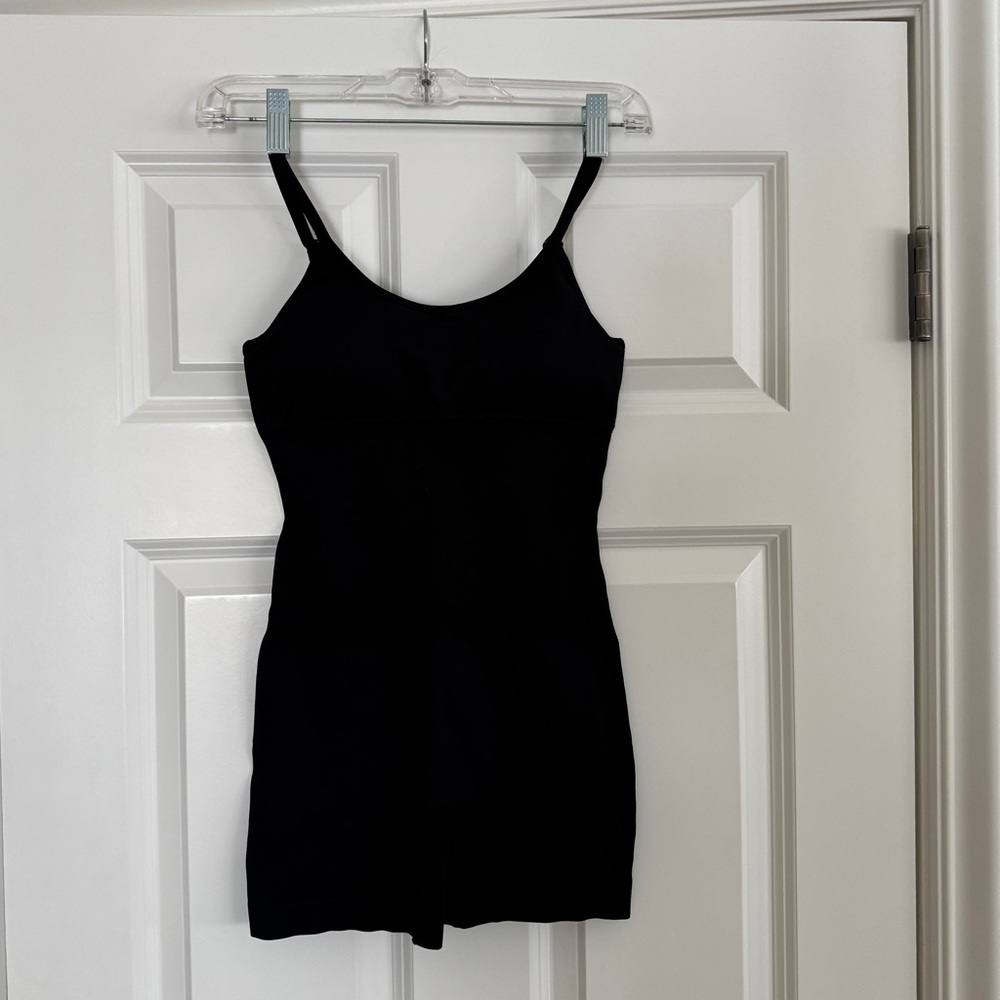 OQQ Bike short style body suit, black, size small, adjustable straps, EUC